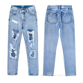 Ripped Jeans For Women Blue Loose Vintage Female  Custom high quality high waist plus size ripped jeans ladies